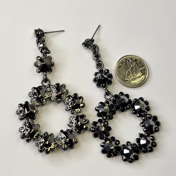 Black Crystal Statement Earrings Black Drop and Dangle Earrings - Picture 7 of 10
